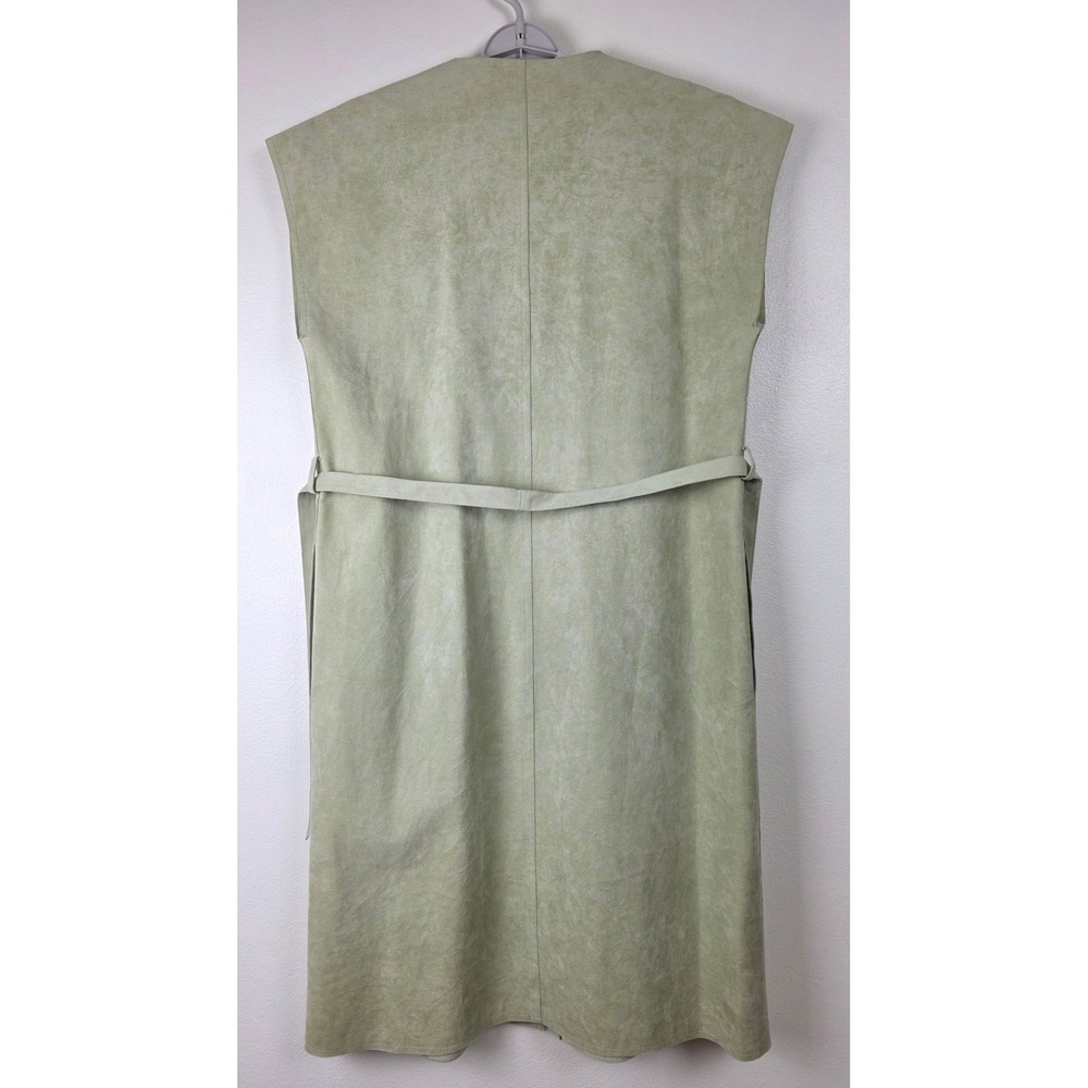 Blassport Midi Dress Womens 14 Sage Green Ultra Suede Button Front Matching Belt - Picture 15 of 16